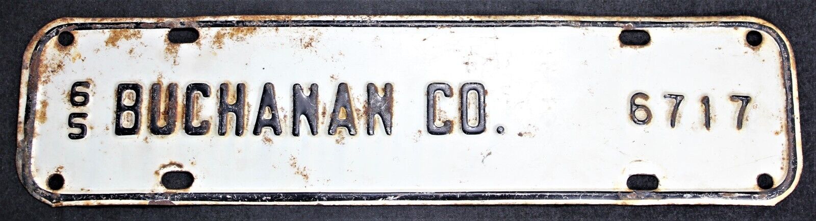 1965 Buchanan County Virginia License Plate - Town Tag - City Topper - Vintage