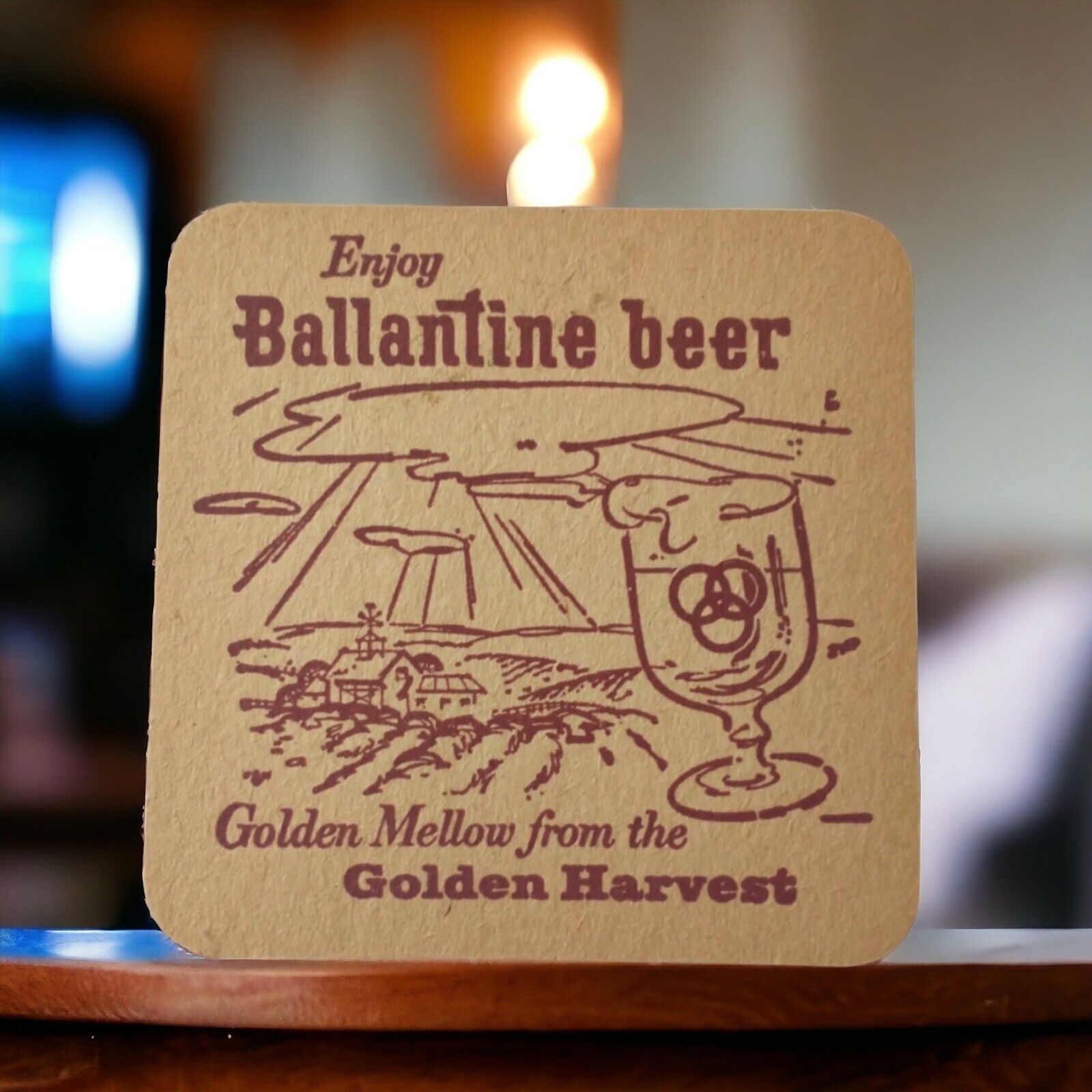 1961 Ballantine Beer Coaster Vintage Sing Along With Mitch Golden Mellow Cork