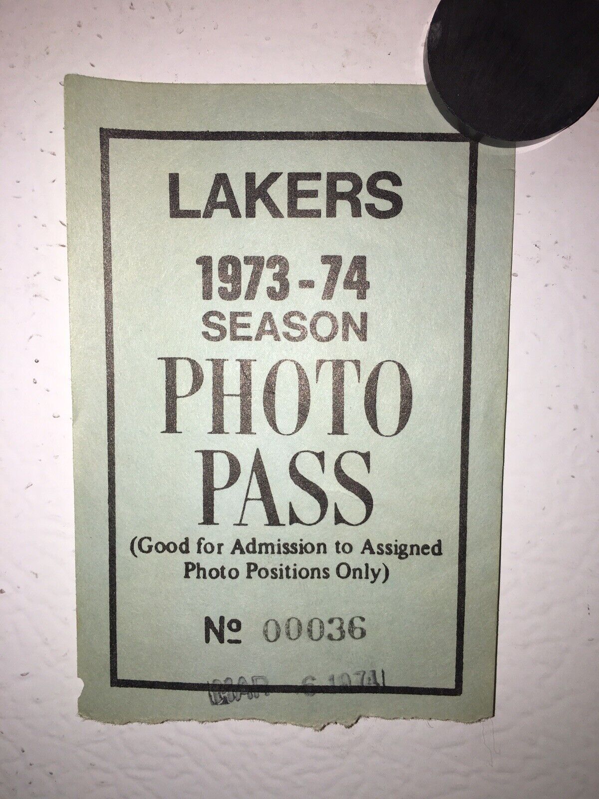 Vintage 1973-1974 Los Angeles Lakers Photographer’s Press Pass