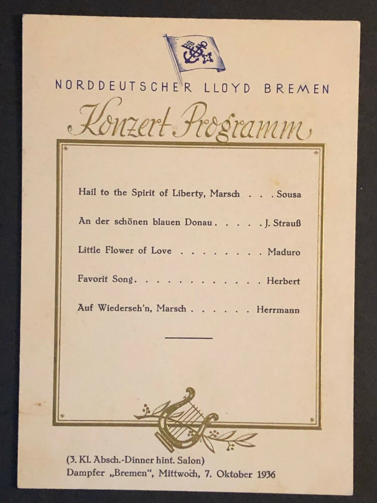 Vintage 1936 Norddeutscher Lloyd Bremen \