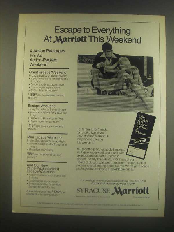 1985 Syracuse Marriott Ad - Escape to Everything