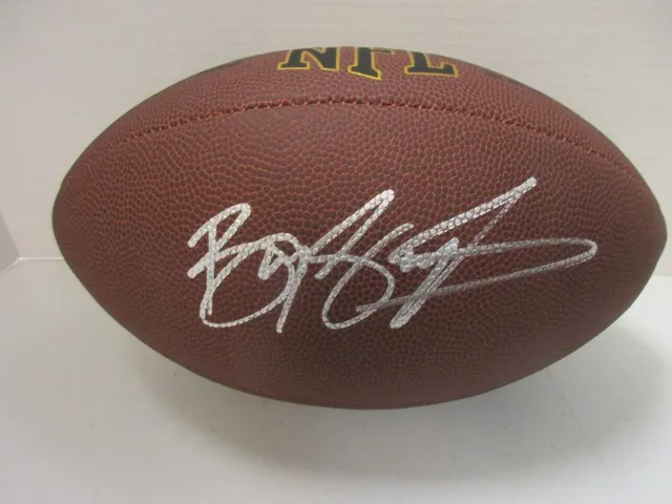 Barry Sanders of the Detroit Lions signed autographed brown football PAAS COA 64