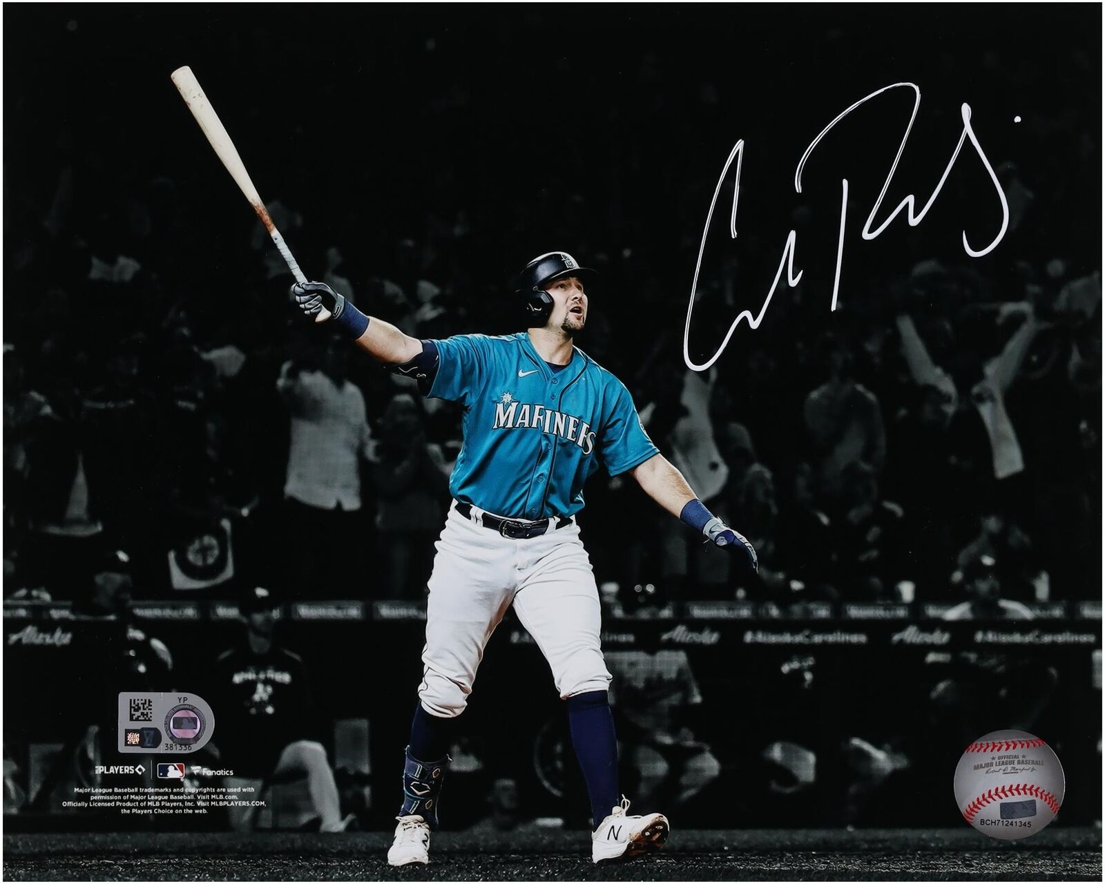 Cal Raleigh Seattle Mariners Signed 8 x 10 Home Run Spotlight for Playoffs Photo