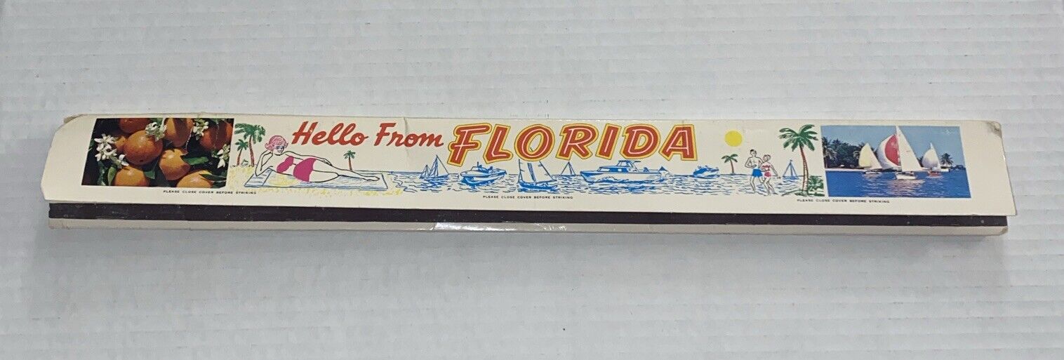 Plastichrome Hello Florida World's Largest Match Book Vintage Souvenir Matchbook