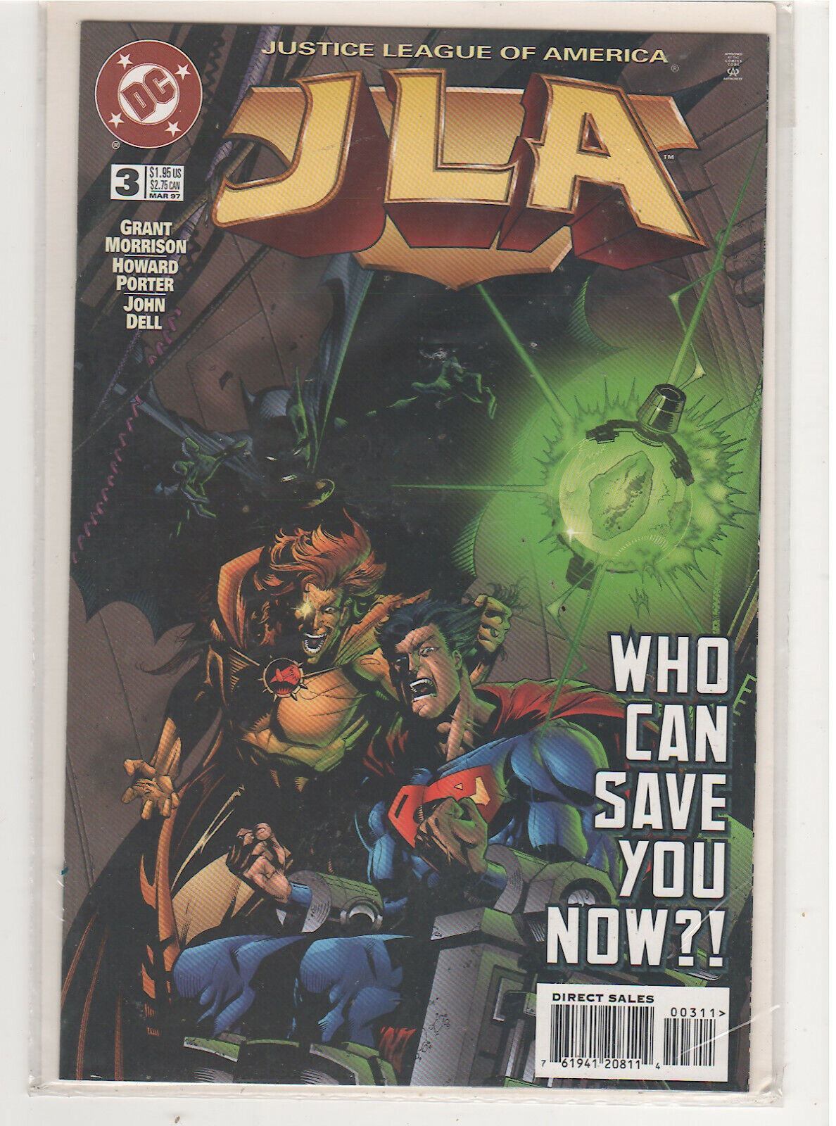 JLA #3 Grant Morrison Superman Batman Flash Green Lantern Wonder Woman 9.6