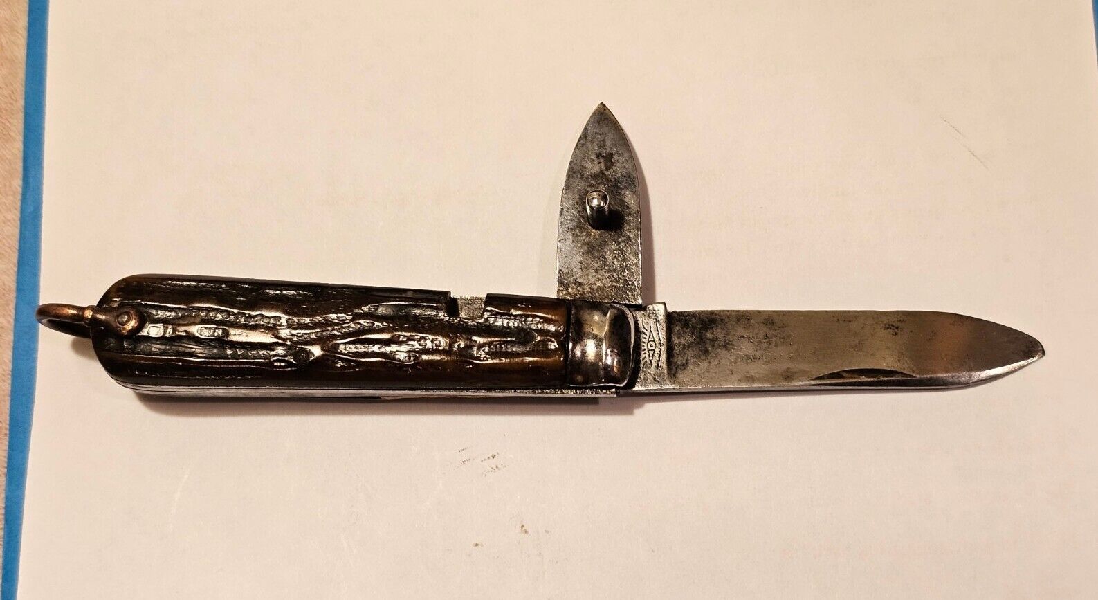 Rare WW1 TAYLORS EYE WITNESS SHEFFIELD-STAG Handle-2 Blade Military Knife. Nice