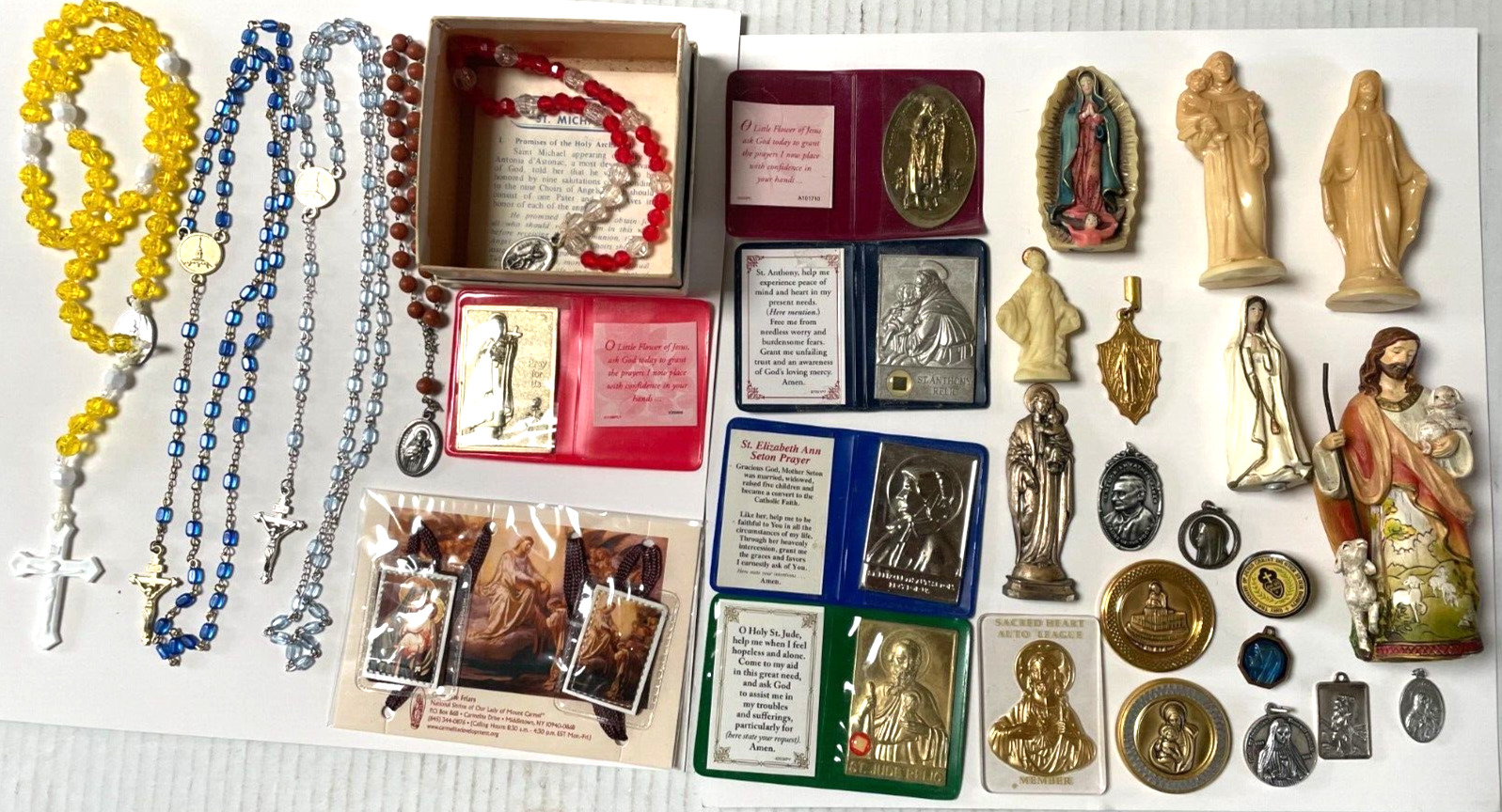 Lot of Vintage Crosses Religious Items Pendants Crucifix Cross Rosary Statues (A