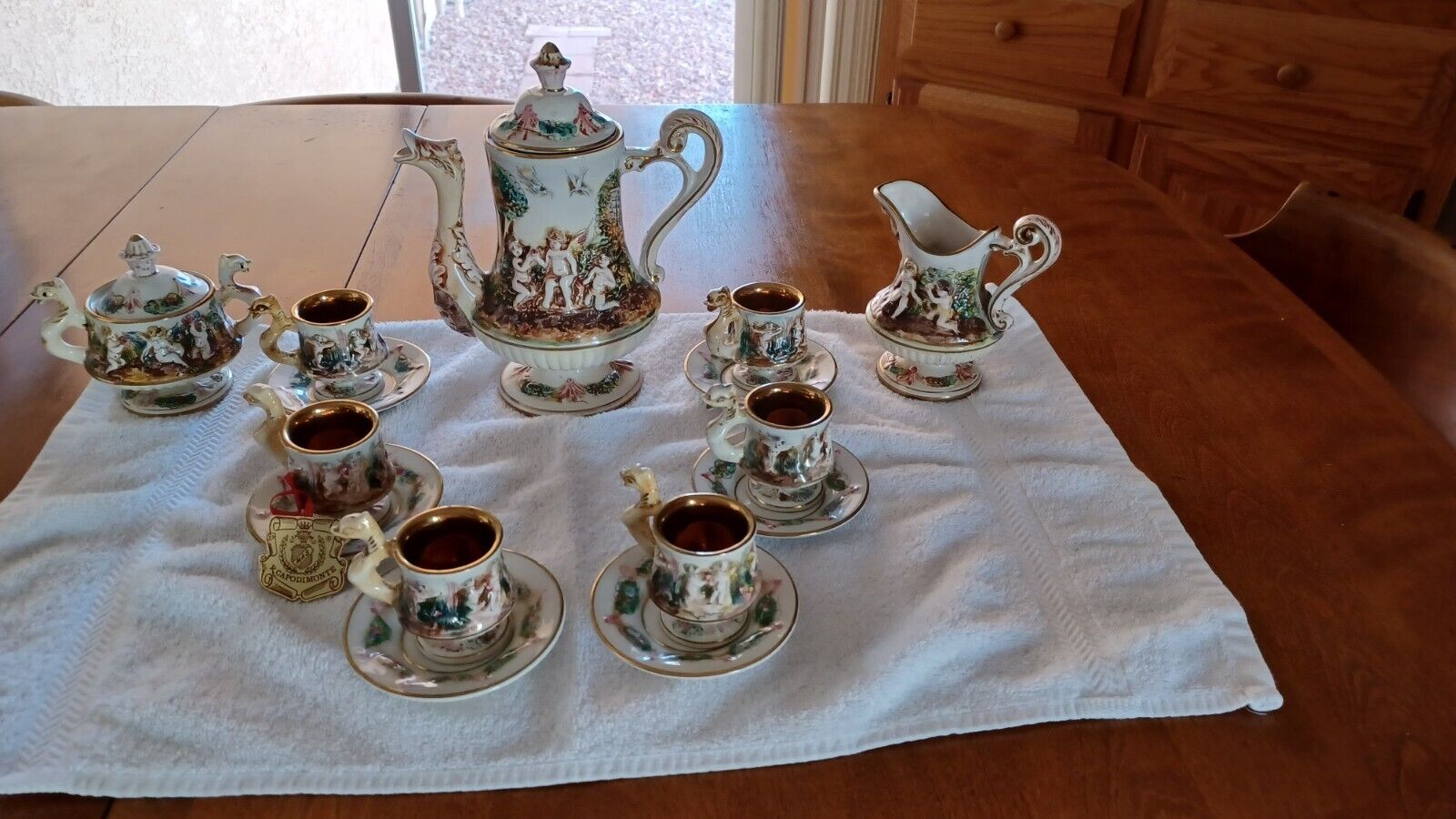 Rare beautiful Capodimonte tea set