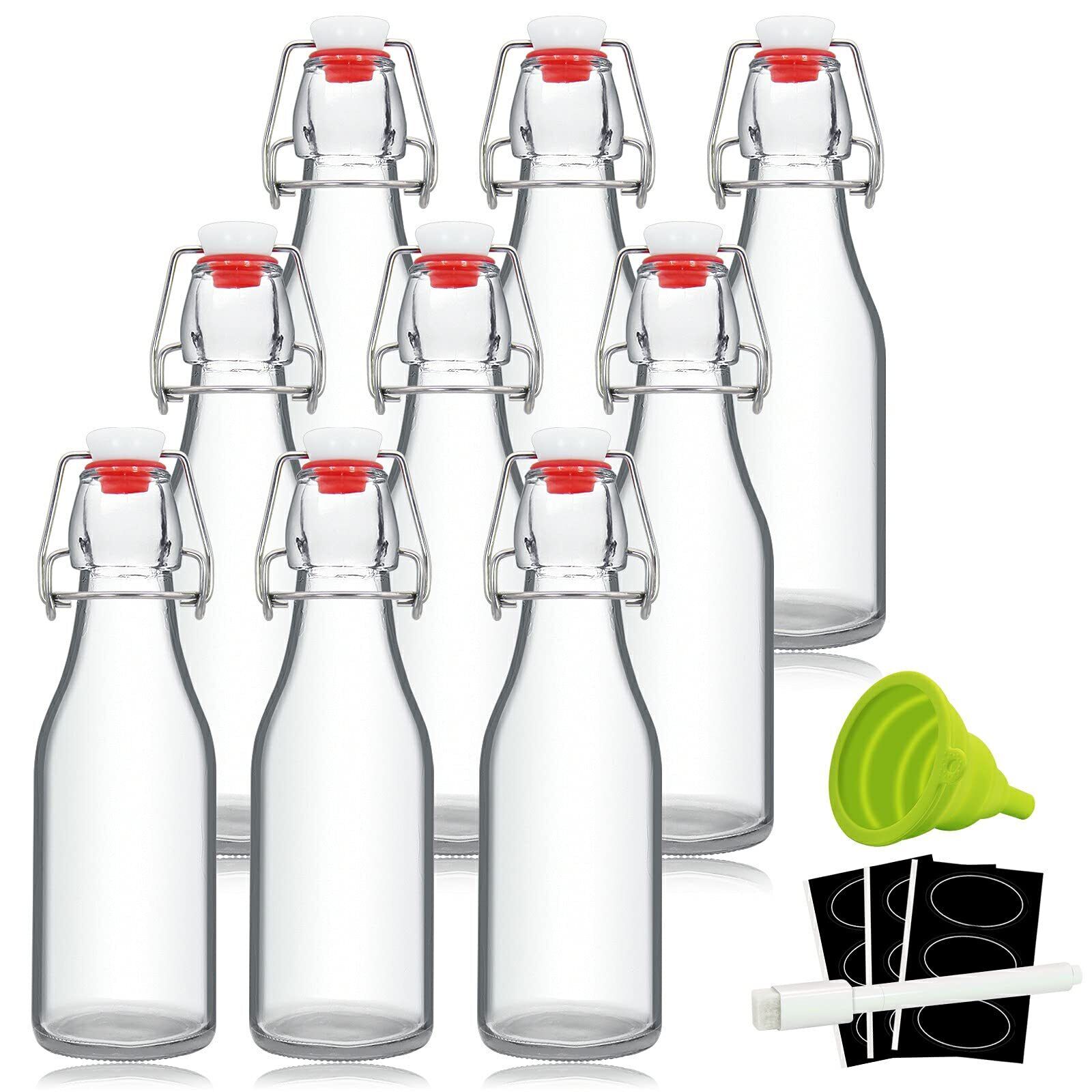 8oz Swing Top Bottles - Glass Beer Bottle with Airtight Rubber Seal Flip Caps...