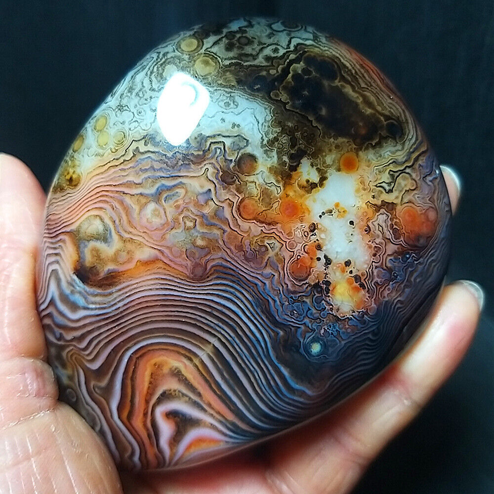 TOP 220.5G Natural Polished Silk Banded Lace Agate Crystal Madagascar  A3748
