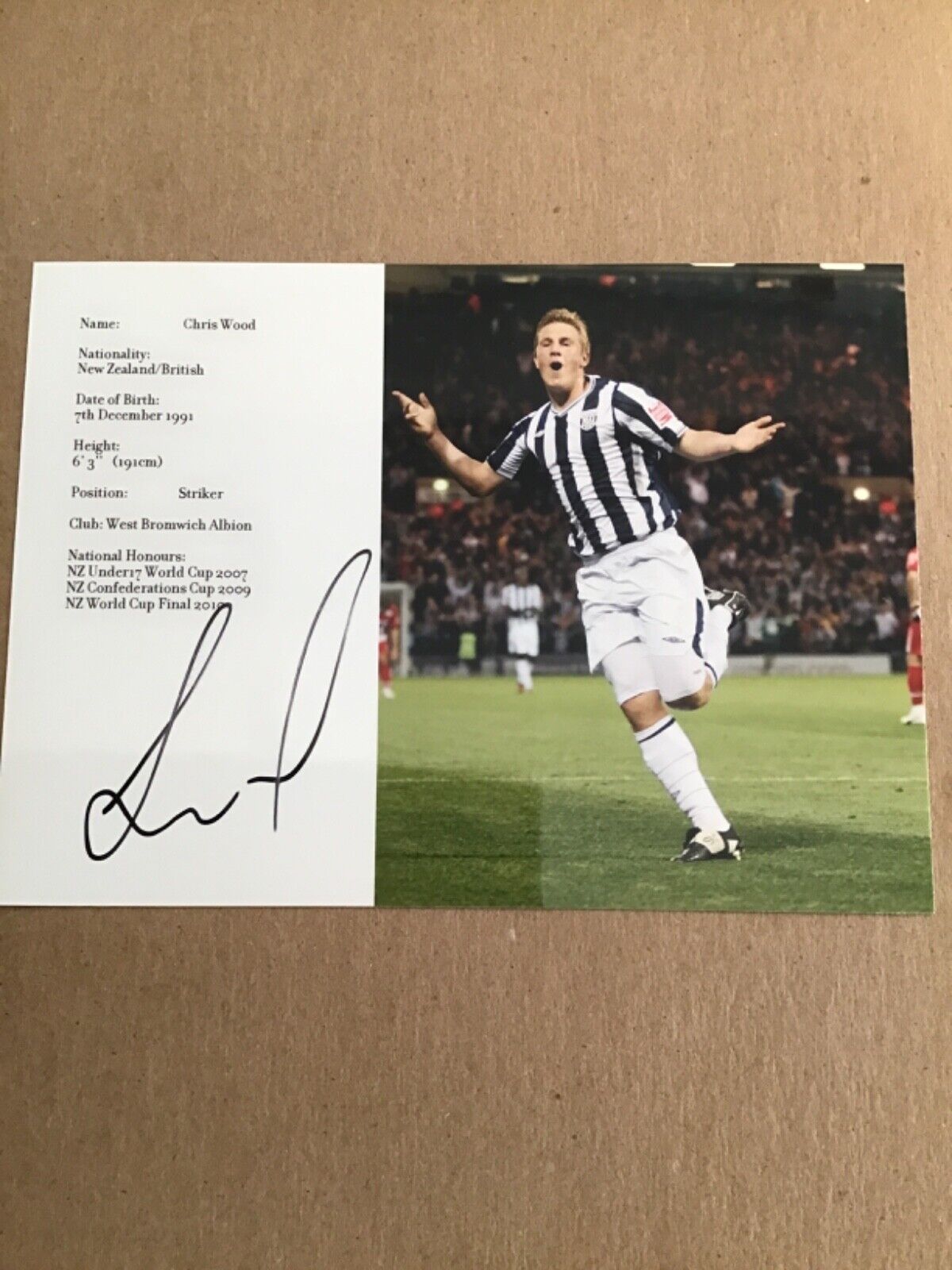 Chris Wood, New Zealand 🇳🇿 West Bromwich Albion 2010/11 signed