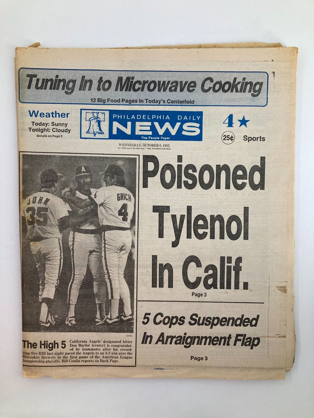 Philadelphia Daily News Tabloid October 6 1982 MLB Angels\' Don Baylor