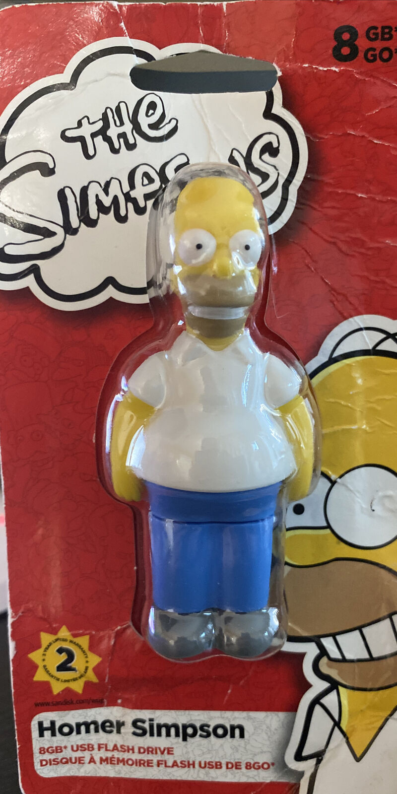 Genuine Simpsons Homer Simpson Figure SanDisk 8GB USB2.0 Flash Drive RARE
