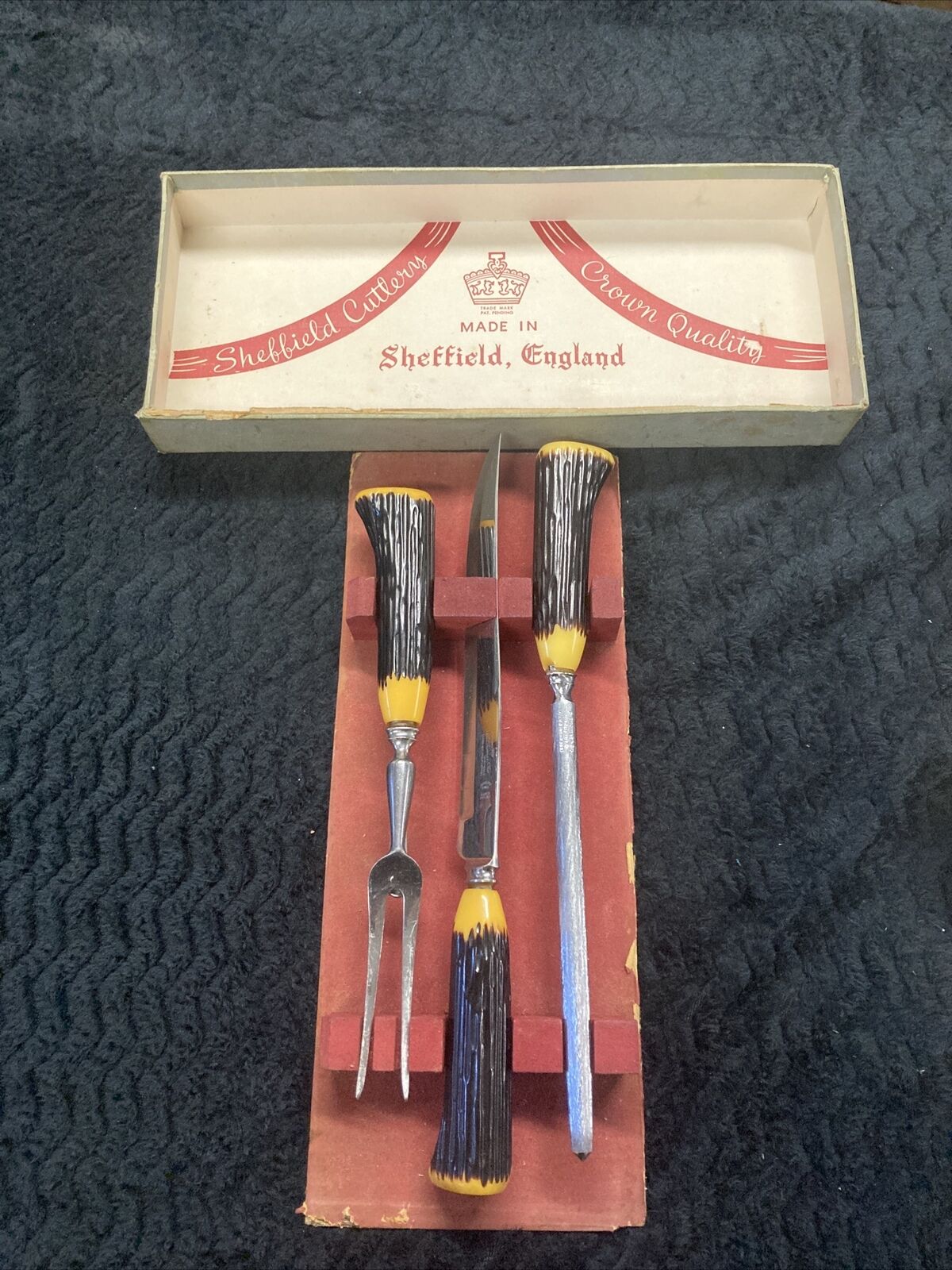 NOS Mid Century Sheffield Cutlery Carving Set W/Box 