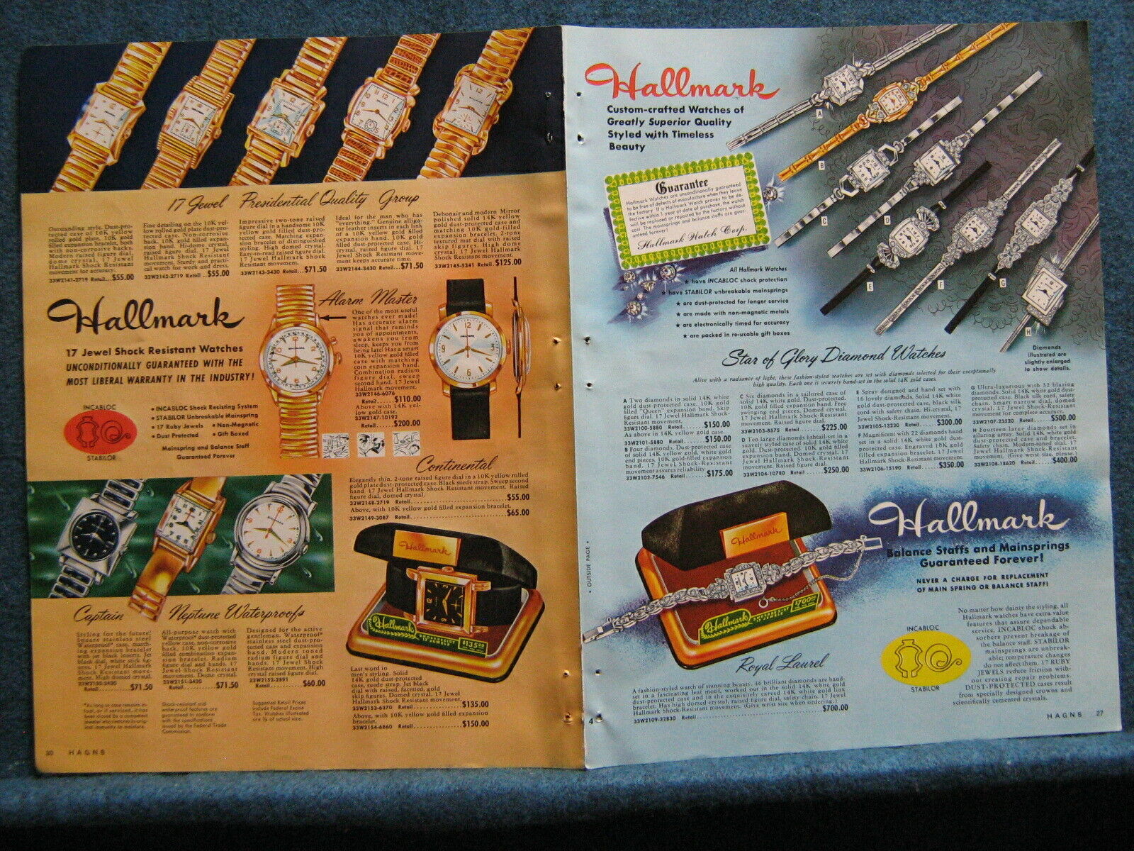 1955 Hallmark Wrist Watch 4 Pg Ad Print In Color - 38 Watches Shown- Catalog Pgs