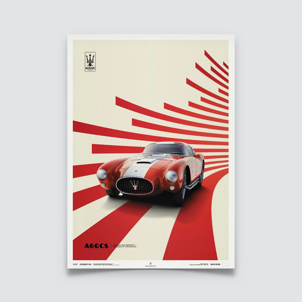 AWESOME MASERATI A6GCS BERLINETTA -1954 - RED | LIMITED EDITION POSTER