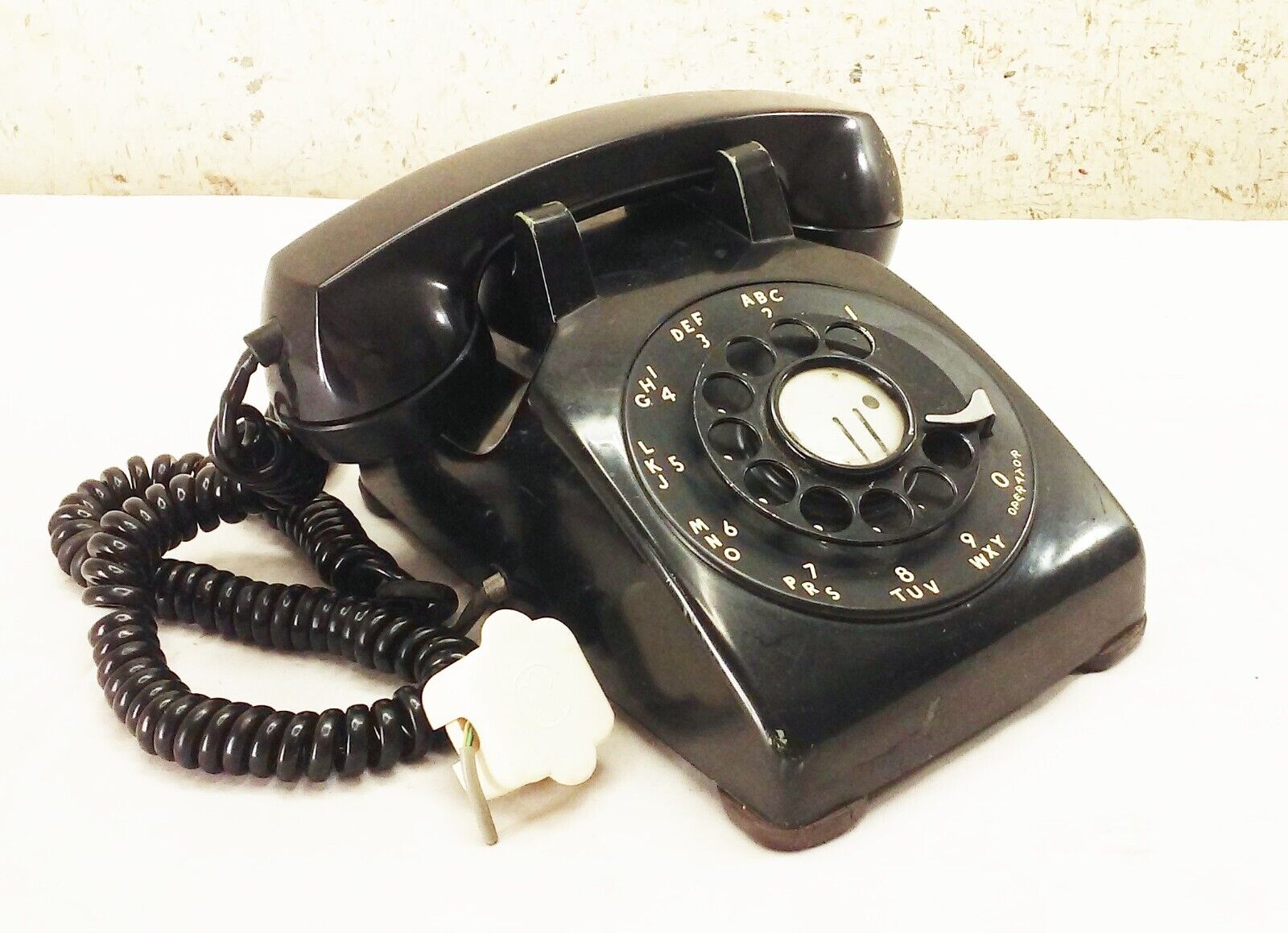 Vtg Black rotary dial corded desk telephone phone retro 1950s Bell system