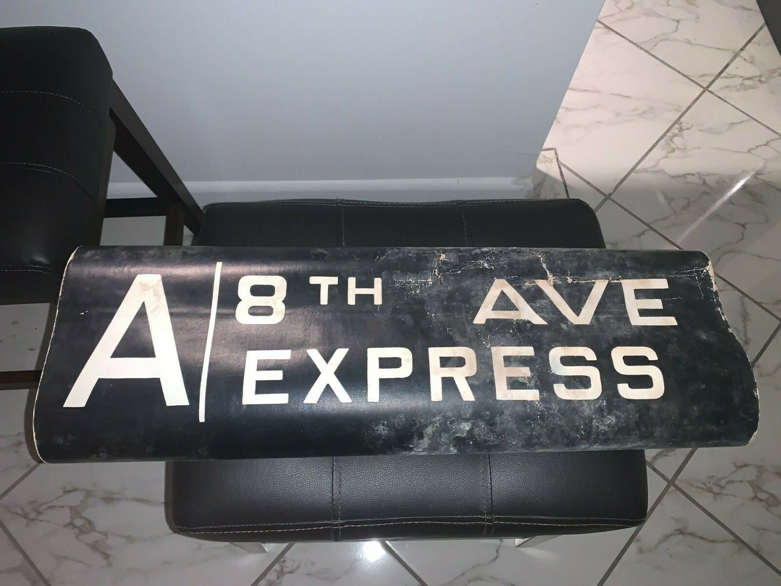 PRIMITIVE NY NYC SUBWAY ROLL SIGN A 8th AVE EXPRESS 1961 BLEECKER HELLS KITCHEN