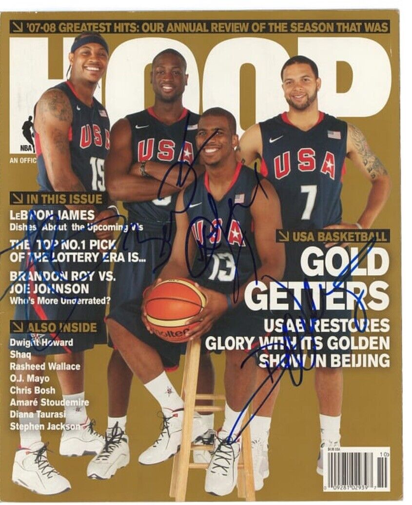 Team USA multi-signed Hoops Magazine. (Carmelo Anthony, Chris Paul, Dwyane Wade)