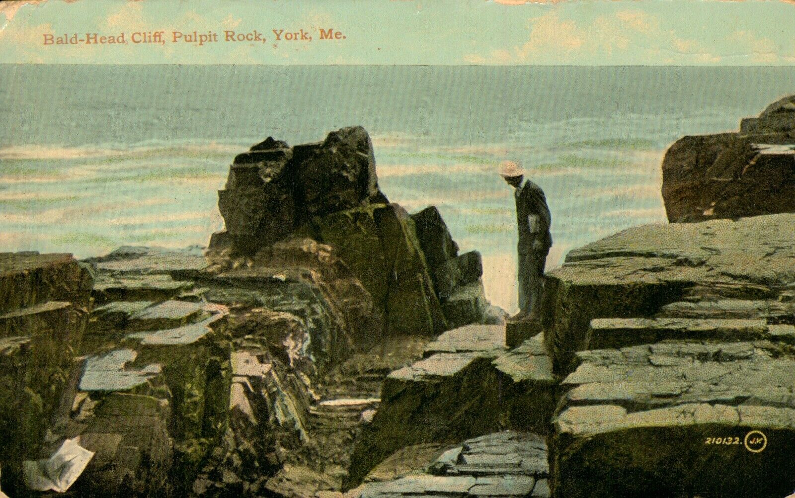 YORK,MAINE Bald-Head Cliff, Pulpit Rock c1913 Antique POSTCARD Litho Print