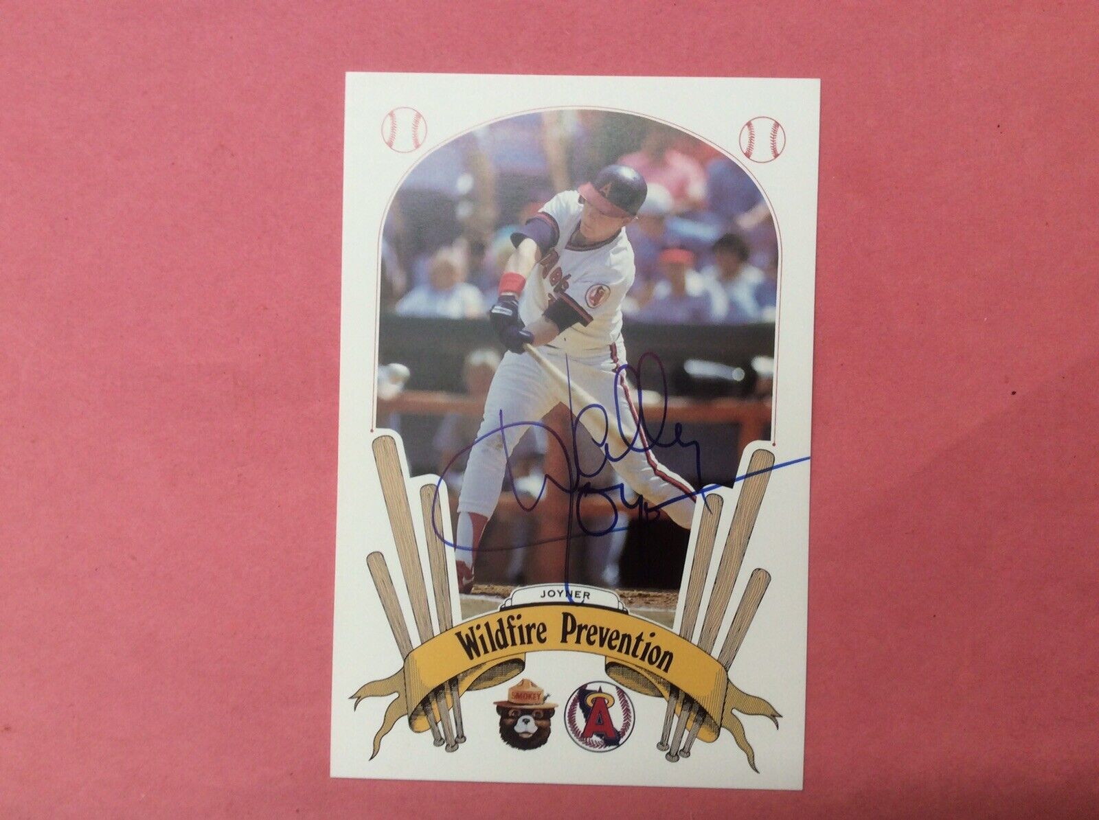 1987 Wildfire Prevention Angels #12 Wally Joyner Autograph.