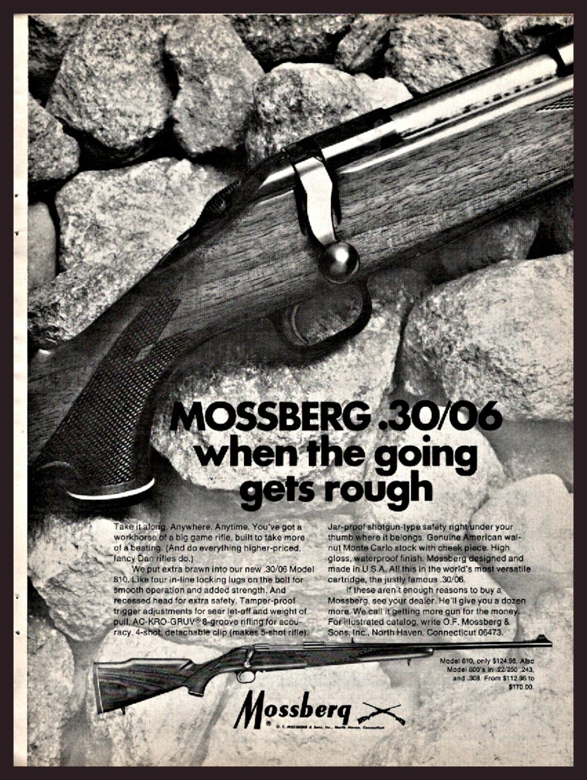 1971 MOSSBERG 30/06 Lever Action Rifle PRINT AD