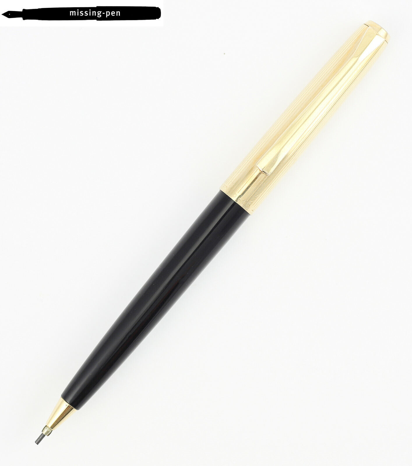 Vintage Pelikan D30 Rolled Gold Push Pencil (1.18 mm) Black-Gold (1970-1973) (2)