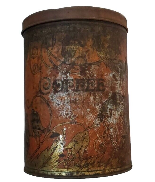 VTG Antq Coffee Tin Canister 1930/40s OLD Rustic Primitive Farmhouse Kitchen...