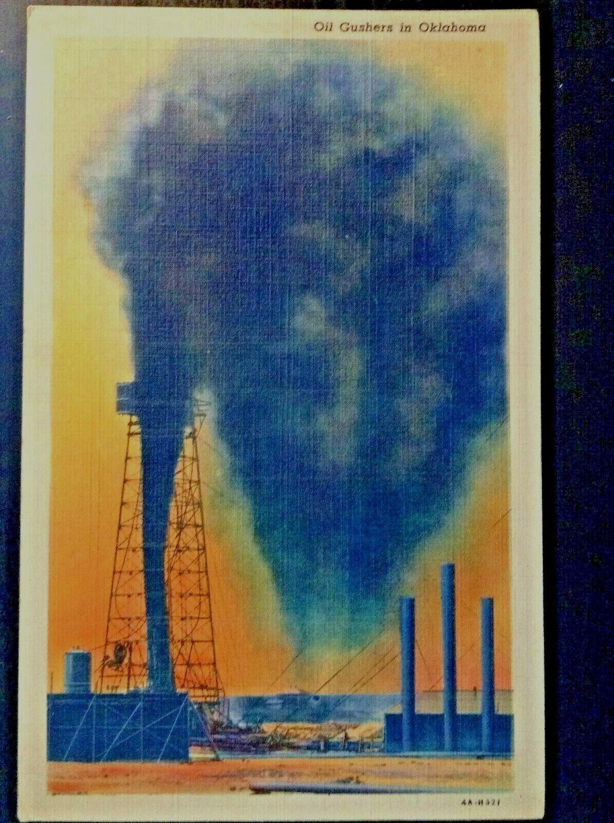 Vintage Postcard 1941 Oil Gushers Oil Wells Oklahoma