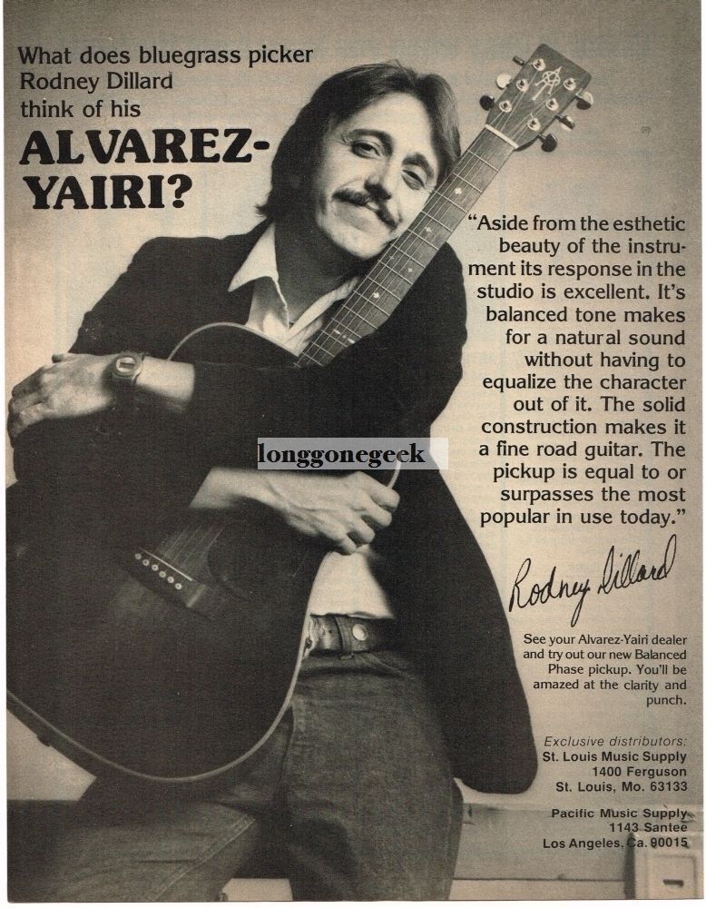 1981 ALVAREZ YAIRI Acoustic Guitar RODNEY DILLARD Vintage Print Ad 