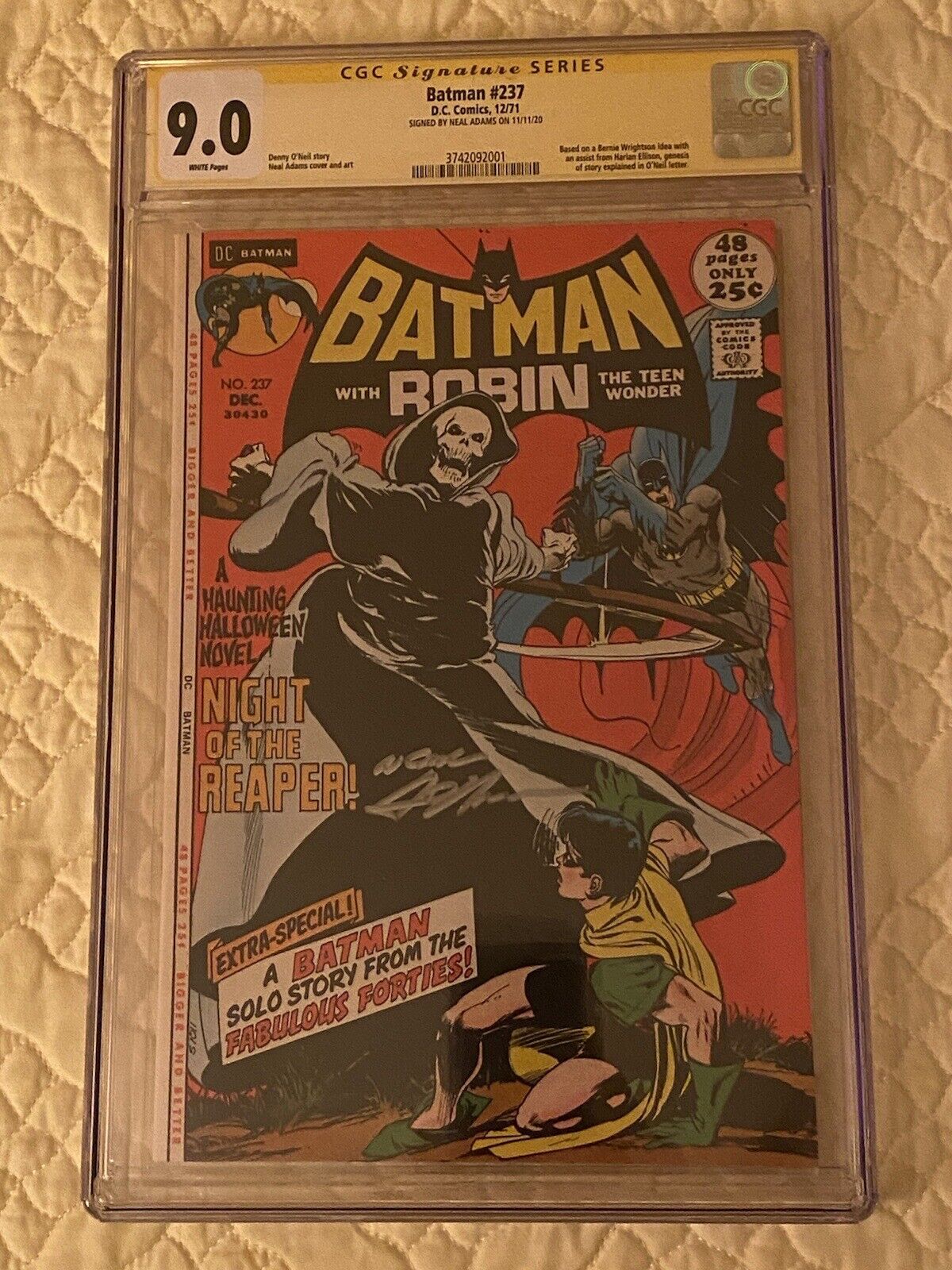 Batman #237; CGC 9.0 Sig Series Signed By Neal Adams; 1st App The Reaper; 12/71