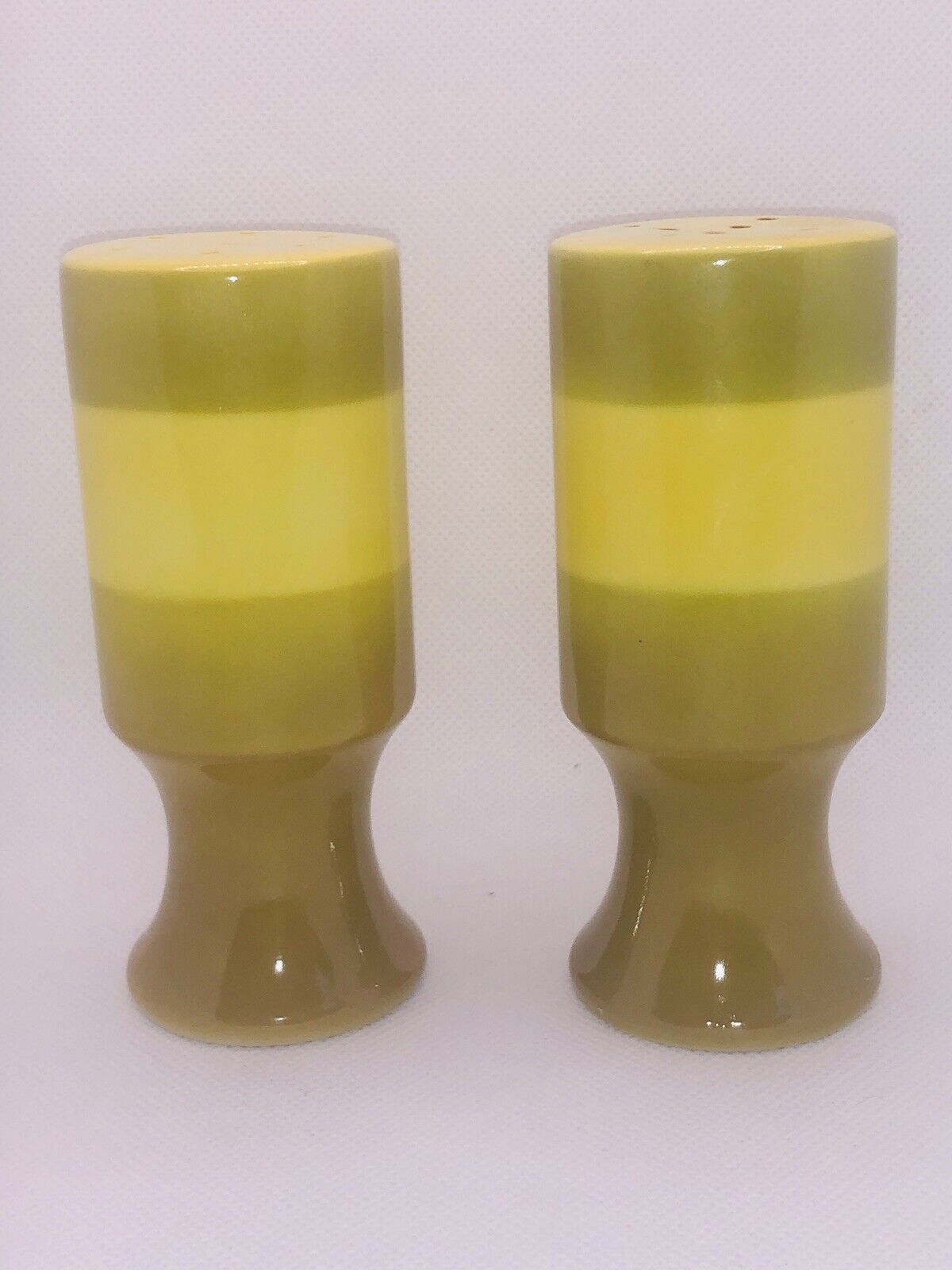 Vintage Mod Pair of 1960s Holt Howard Salt And Pepper Shakers Yellow and Green