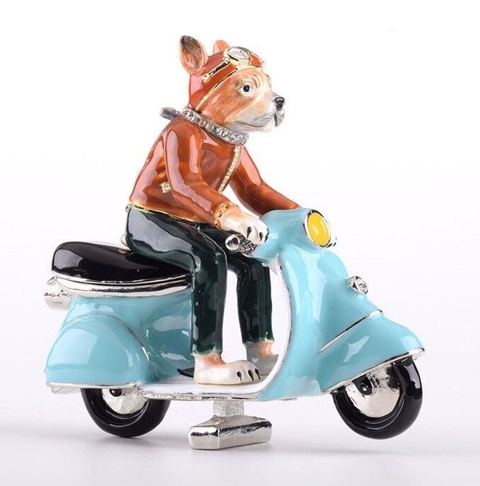 A dog on a scooter trinket box LIMITED EDITION - Keren Kopal & Austrian crystals