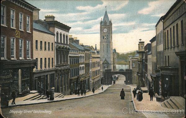 Northern Ireland Londonderry Looking Along Shipquay Street Lawrence Publisher