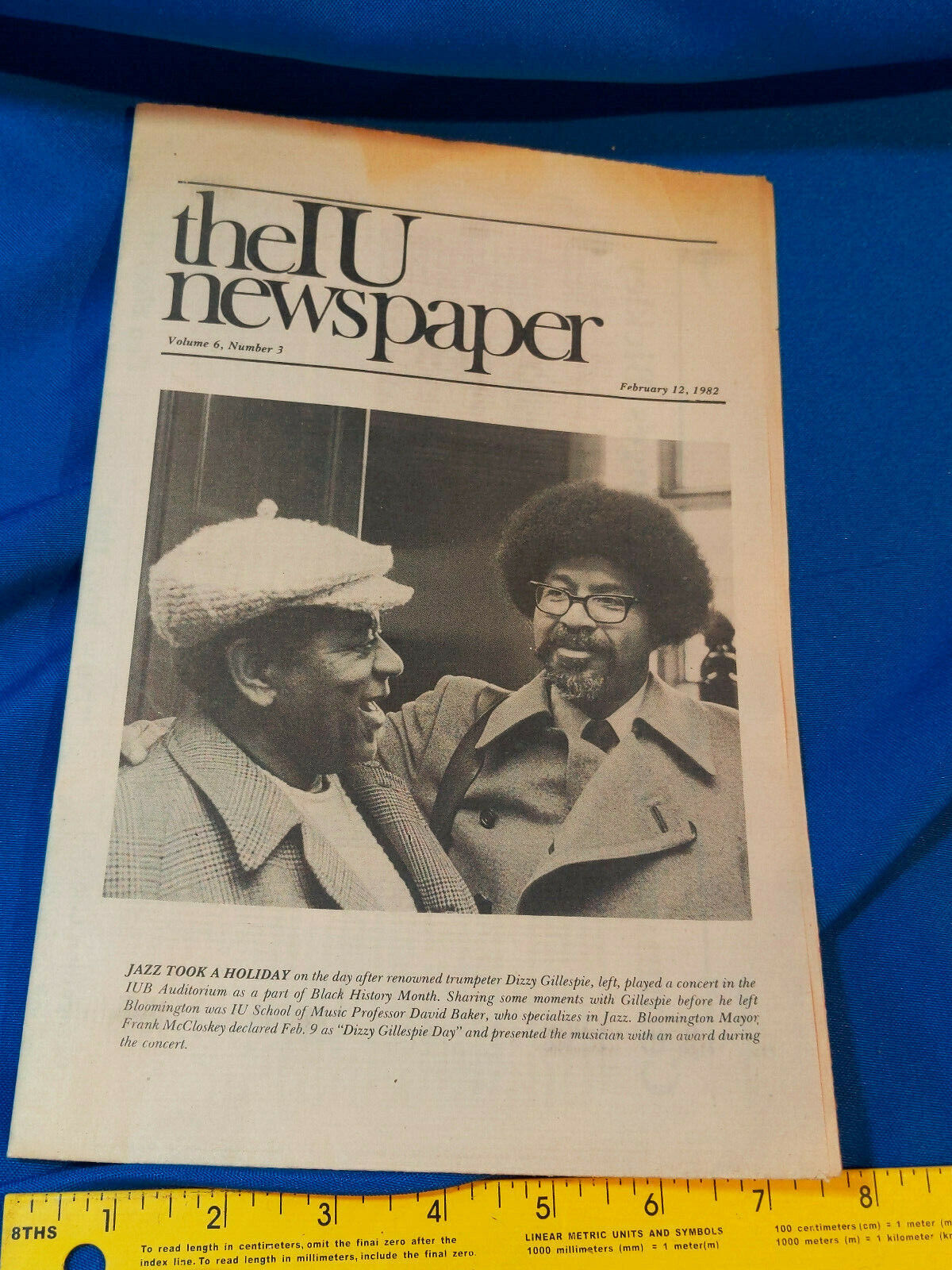 Indiana University Jazz History IU Newspaper 1982 David Baker Dizzy Gillespie
