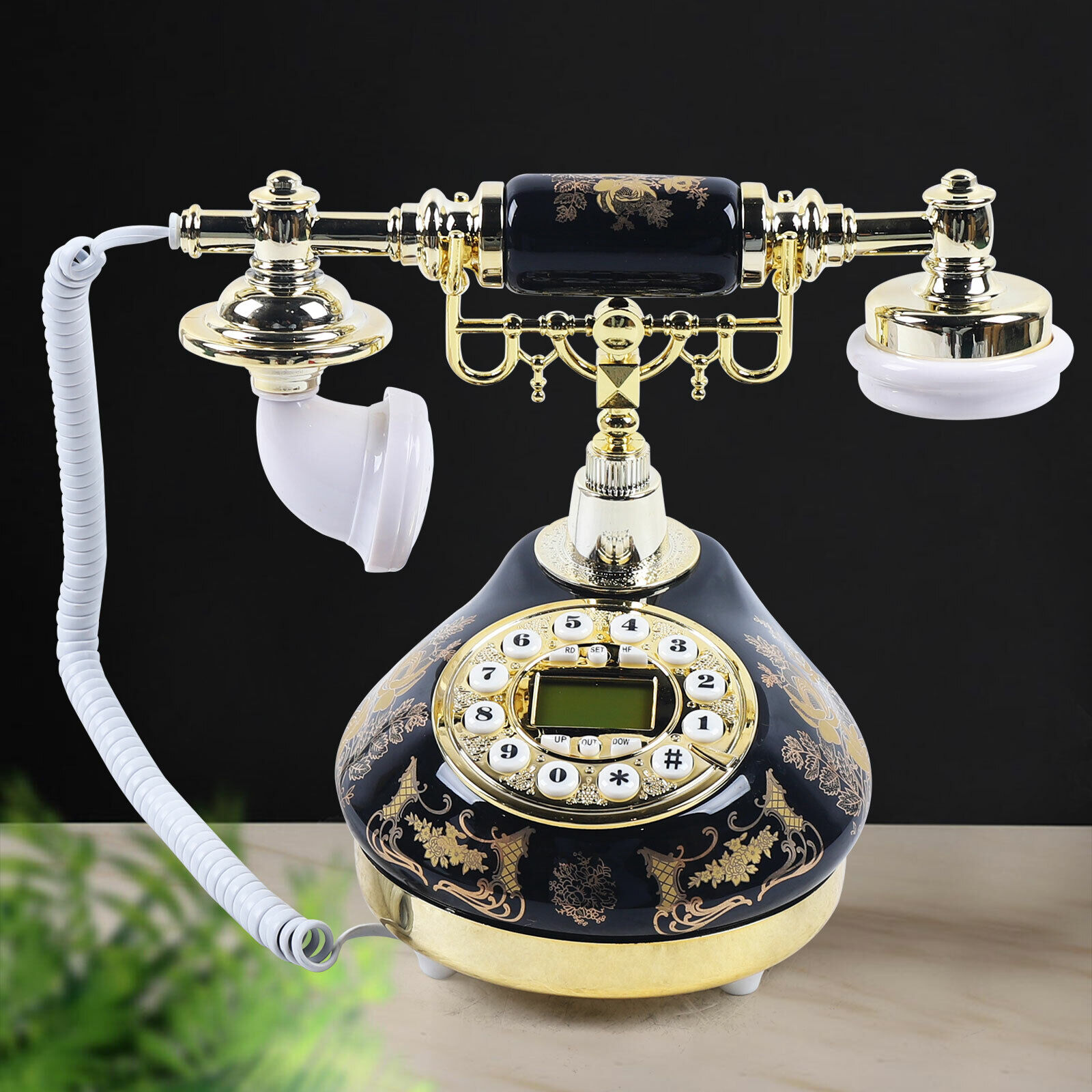 Vintage Ceramic Telephone Push Button Phone Old Fashioned Desk European Landline