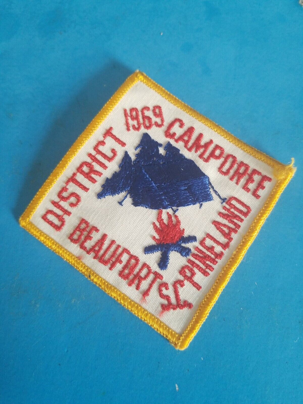 Vintage 1969 BEAUFORT PINELAND Boy Scout District Camporee PATCH BSA DP Camp.FSH