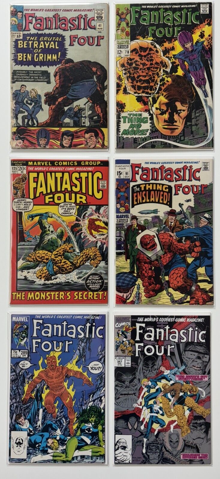 Fantastic Four Comic Lot (6 Comic books). Silver and Bronze age. From G to NM+