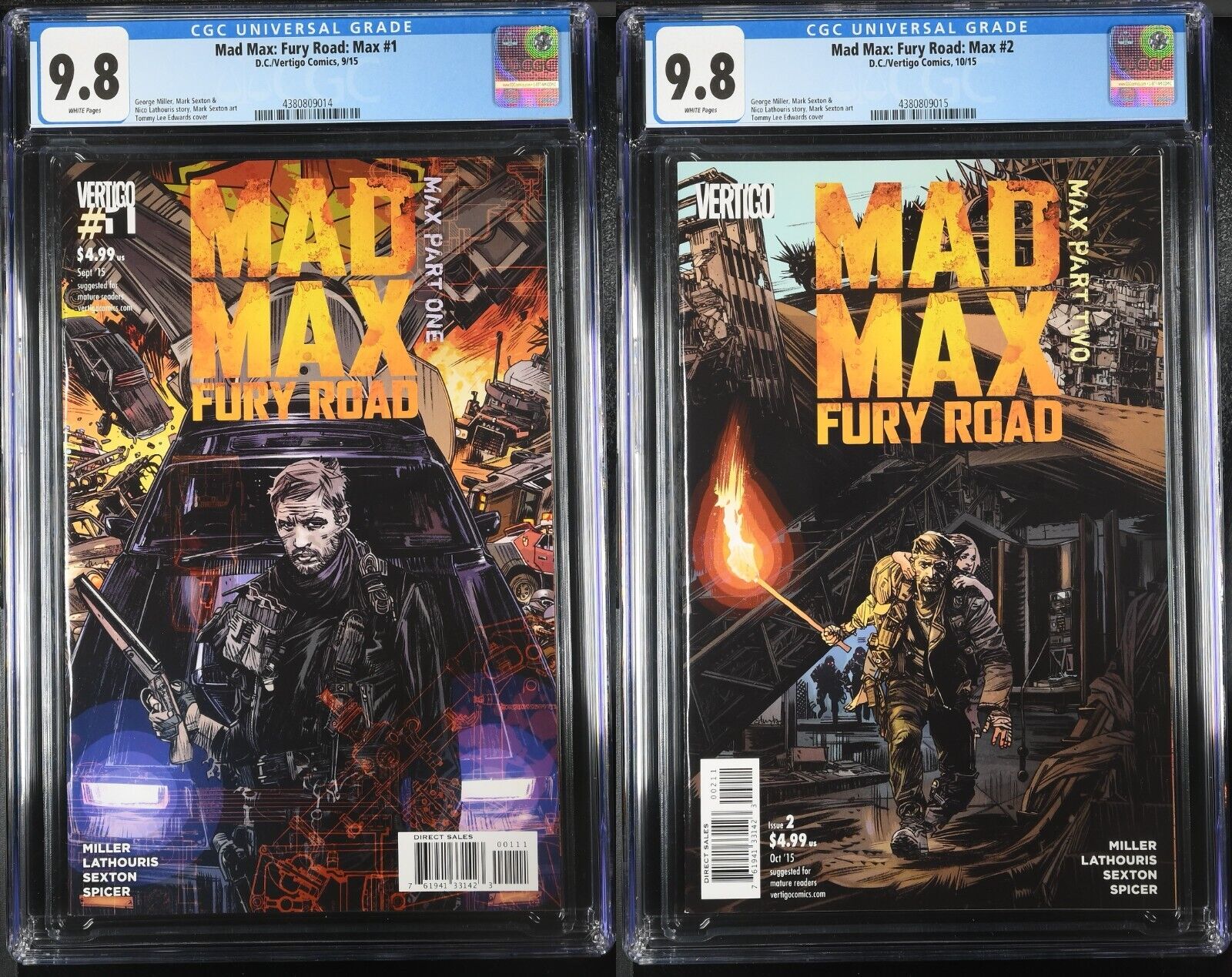 Mad Max Fury Road Mad Max #1 & 2 CGC 9.8 1st Prints Complete SET 2015 DC Vertigo