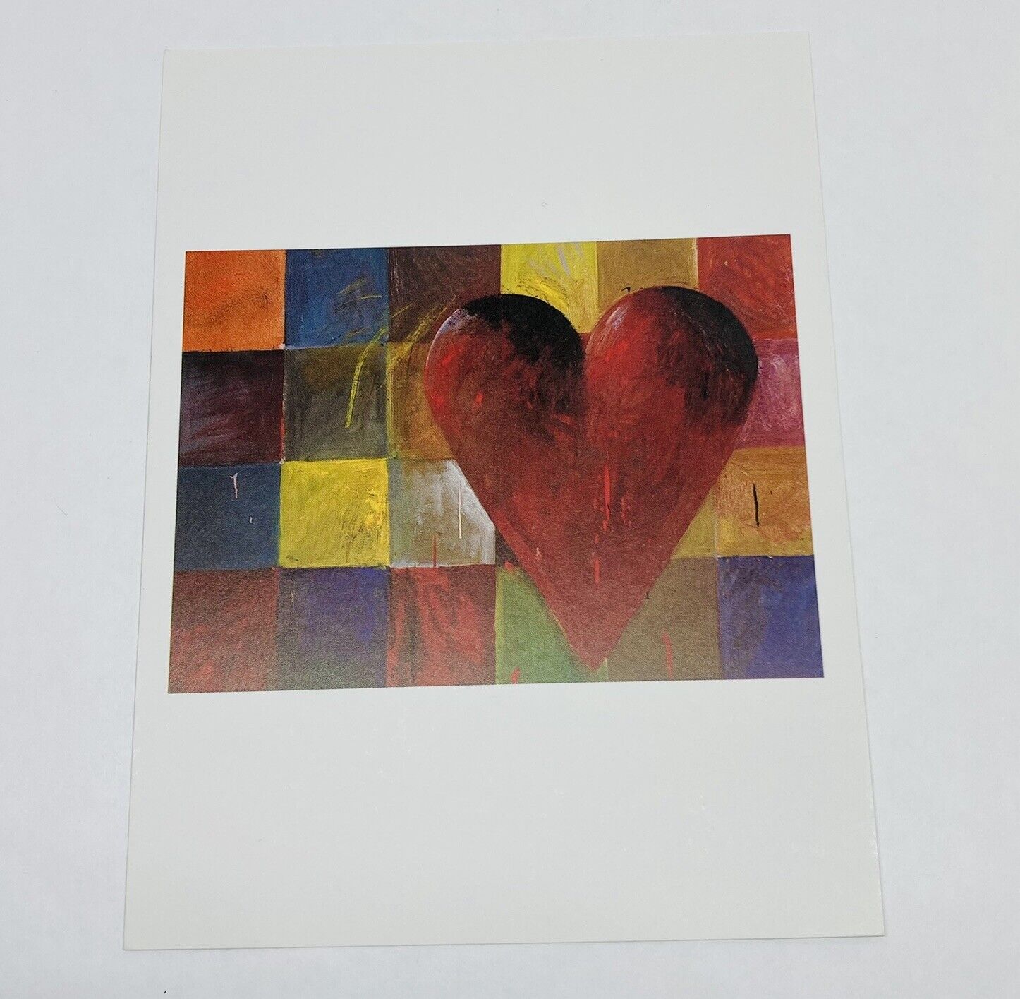 1998 Phaidon Press Postcard “My Name Is Jim Dine” Heart Patchwork Colorful P2