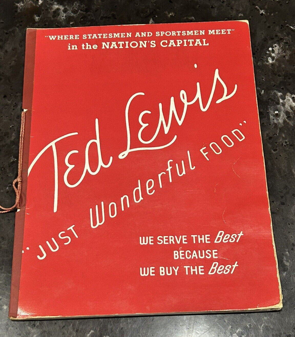 Vintage Ted Lewis Menu Where Statesmen & Sportsmen Meet in the Nation\'s Capital