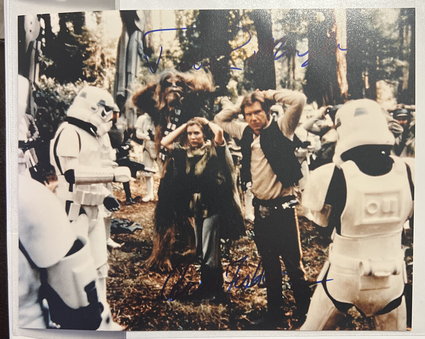 Star Wars ROTJ Carrie Fisher & Peter Mayhew Signed 8x10 With COA