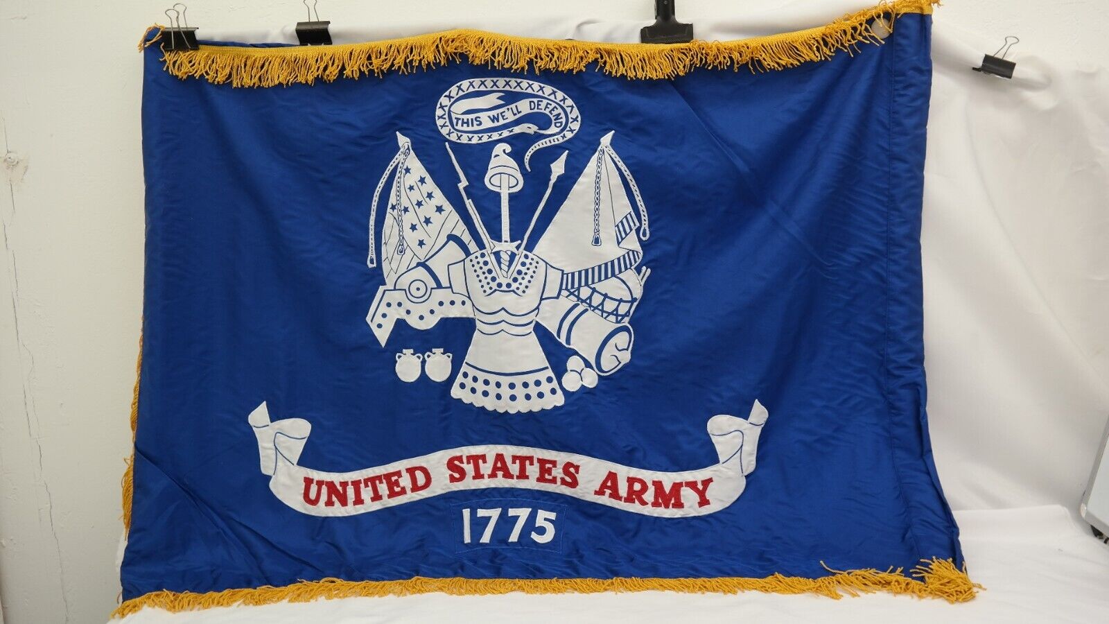 U.S. Army Field Flag 3 FT x 4 FT Ultra BL POLY w/ Fringe HAND SEWN AL