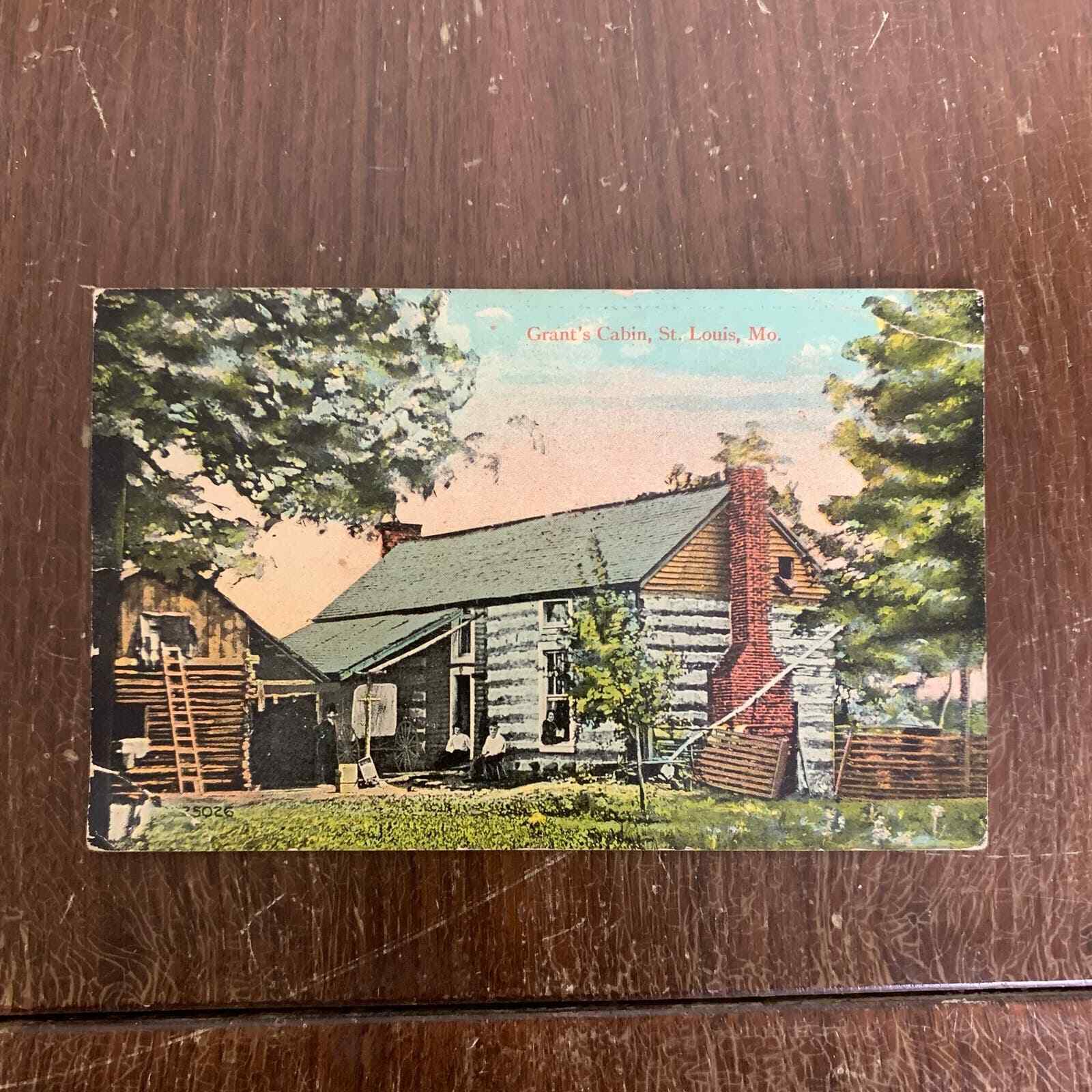 Antique Grant\'s Cabin St. Louis, MO Postcard 1916 1 cent Washington Stamp