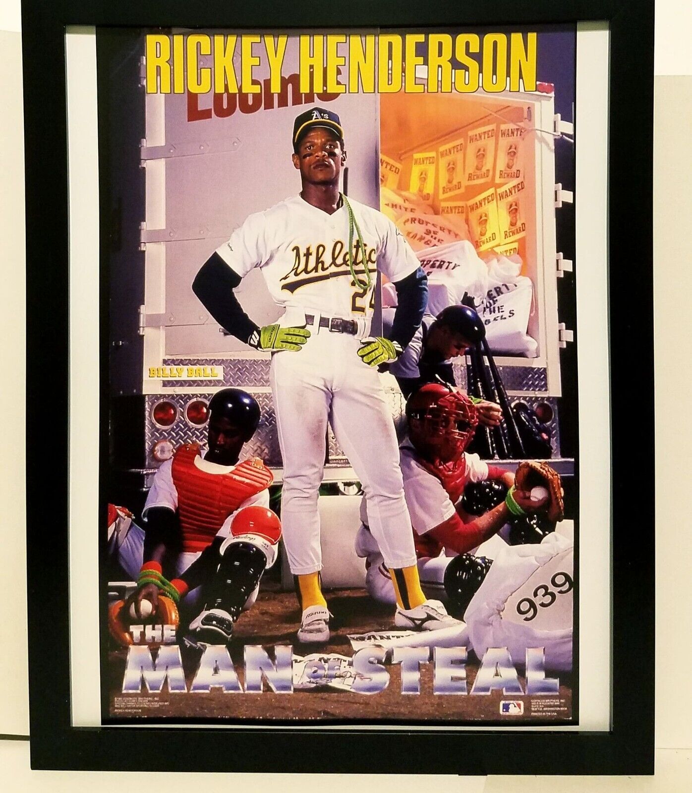 Rickey Henderson Oakland A's Costacos Brothers 8.5x11 FRAMED Print Vintage 90s