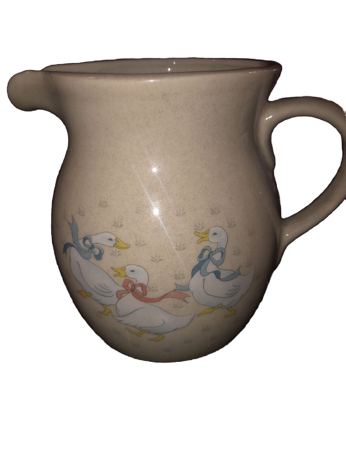 Vintage 1988 Country Style Geese Ceramic Pitcher