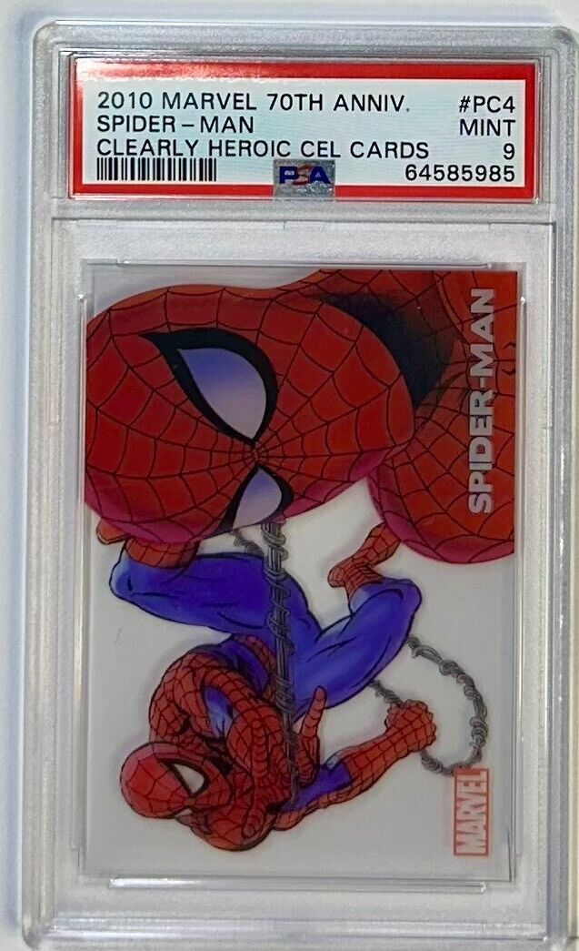2010 Marvel 70th Anniversary Spider-Man Clearly Heroic Cel Card #PC4 PSA 9 POP=2