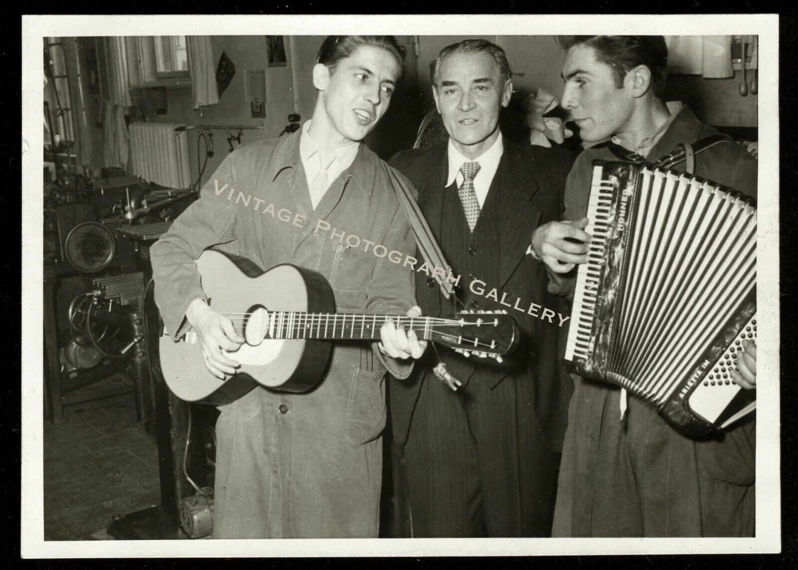 Vintage Snapshot Photo Hohner Arietta IM Accordion Musical Instrument Guitar