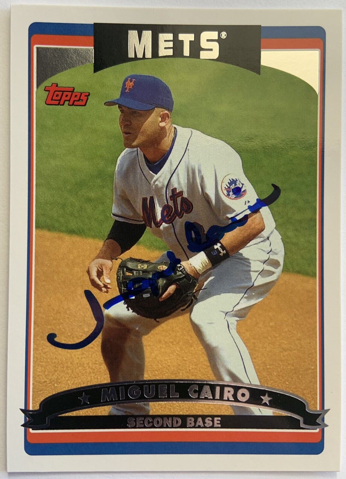 Miguel Cairo New York Mets Signed Autographed 2006 Topps Baseball Card #204 COA