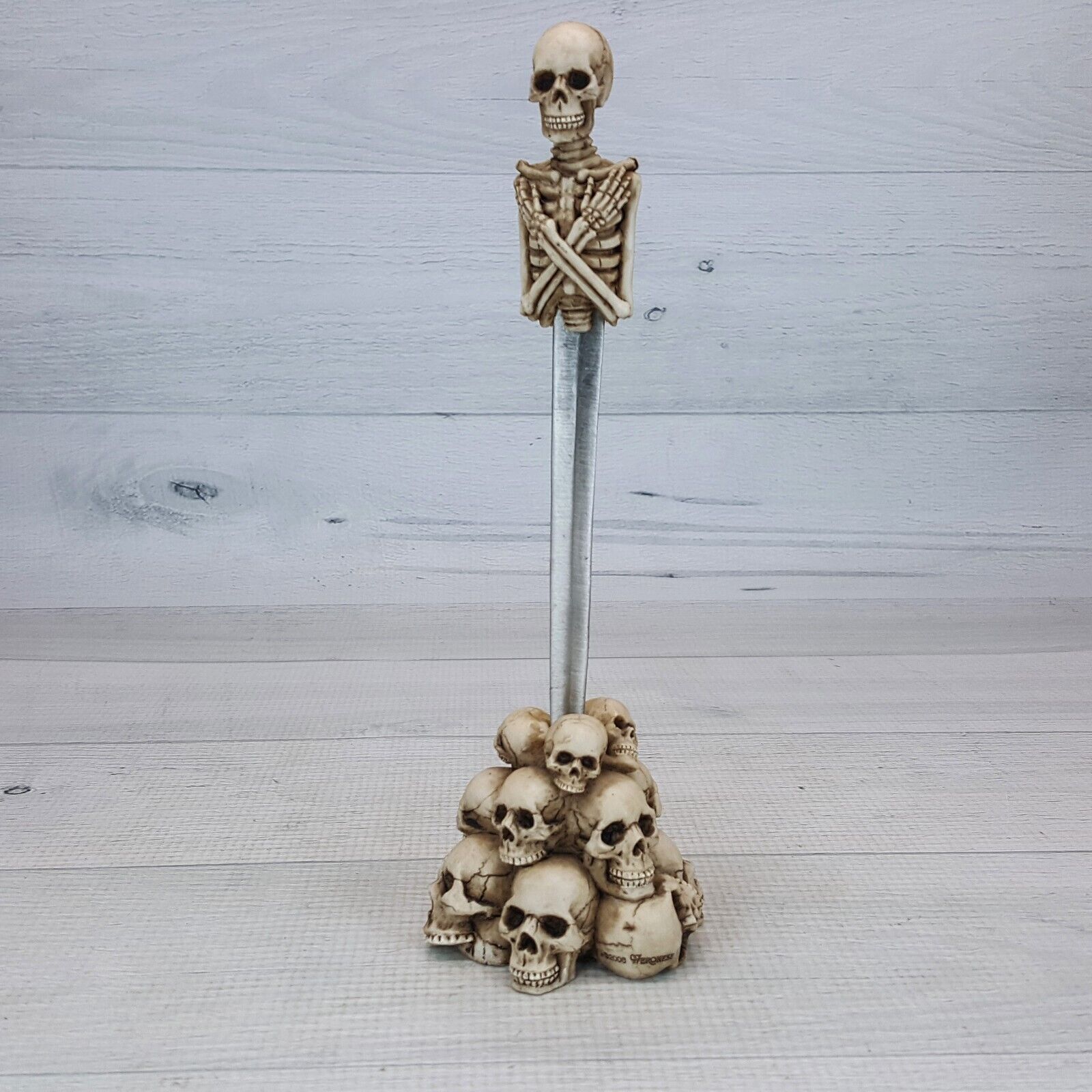 Veronese Skeleton Letter Opener Pile of Skulls Holder Desk Figure Gothic Decor